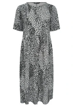 YOURS Curve Grey Mixed Animal Print Midi Smock Dress -JOICY Clothing Shop e4813aae 4073 4b 137562 X