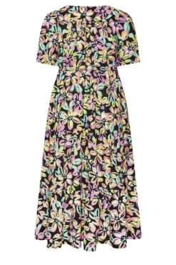 YOURS Curve Black Neon Floral Tiered Midi Dress -JOICY Clothing Shop e4abbff5 204b 42 137334 Y