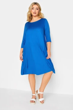 YOURS Curve Cobalt Blue Drape Pocket Dress