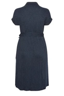 YOURS Curve Navy Blue Polka Dot Split Hem Shirt Dress -JOICY Clothing Shop e55ba3fb 858d 4f 301973 Y