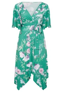 YOURS LONDON Curve Green Floral Hanky Hem Dress -JOICY Clothing Shop e5d281cb 5e4f 4f 162137 X