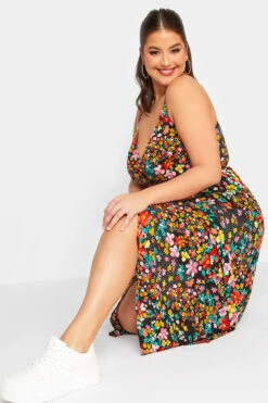 LIMITED COLLECTION Curve Black Floral Strappy Wrap Dress -JOICY Clothing Shop e69f3597 9267 45 215498 D
