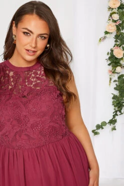 YOURS LONDON Curve Burgundy Red Lace Front Chiffon Maxi Dress 9 YOURS LONDON Curve Burgundy Red Lace Front Chiffon Maxi Dress -JOICY Clothing Shop e6d1ada5 aa14 4b 161504 D