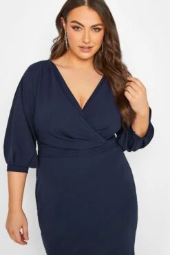YOURS LONDON Curve Navy Blue Drop Shoulder Wrap Dress 8 YOURS LONDON Curve Navy Blue Drop Shoulder Wrap Dress -JOICY Clothing Shop e79280a3 4cec 46 162042 D