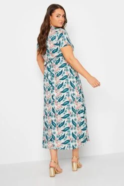 YOURS Curve Blue Leaf Print Maxi Wrap Dress -JOICY Clothing Shop ea8b6d5c eee9 47 302157 C