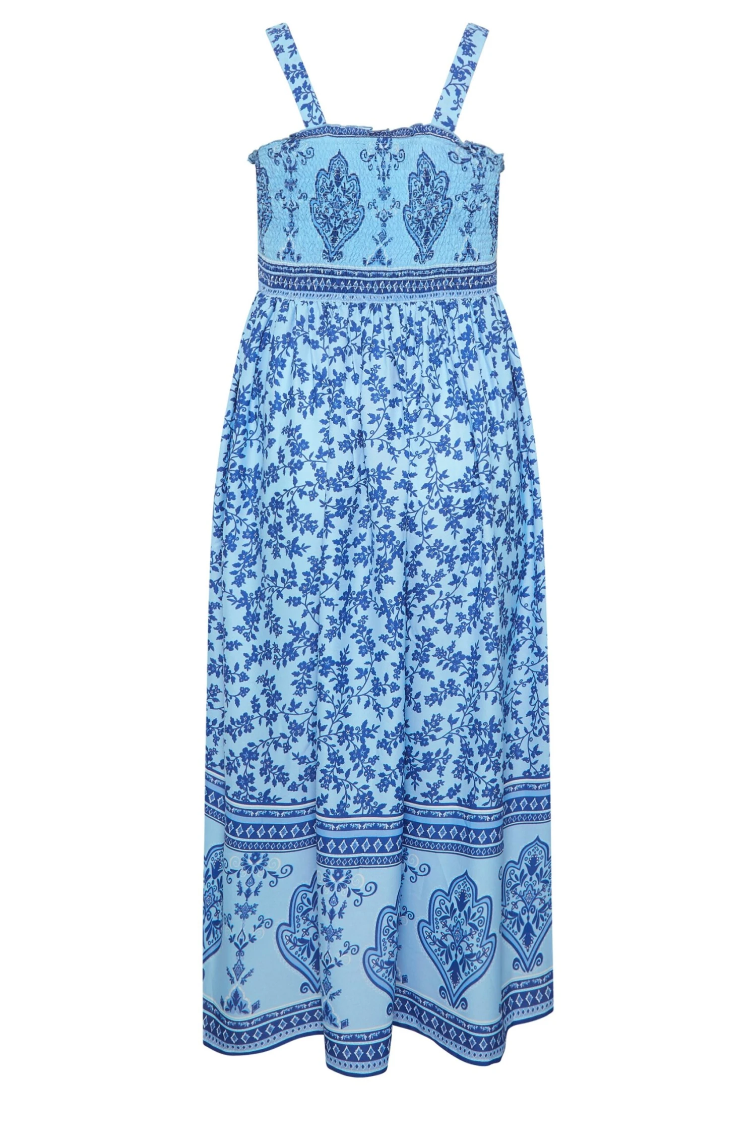 LIMITED COLLECTION Curve Blue Floral Border Print Maxi Dress 6 LIMITED COLLECTION Curve Blue Floral Border Print Maxi Dress - Image 6