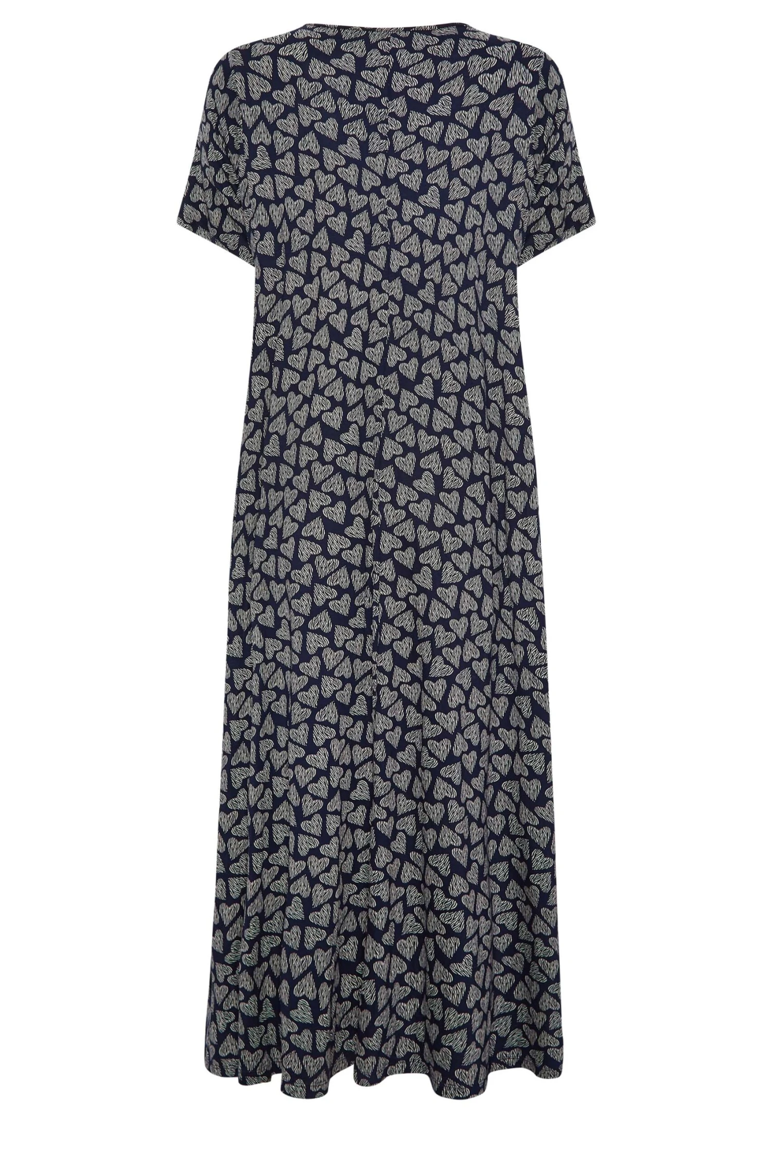 YOURS Curve Navy Blue Heart Print Maxi Dress 6 YOURS Curve Navy Blue Heart Print Maxi Dress - Image 6