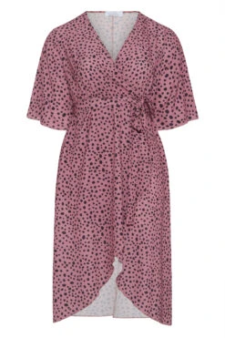 YOURS LONDON Curve Pink Dalmatian Print Midi Wrap Dress -JOICY Clothing Shop ecf5594b 0393 43 161230 F