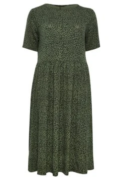 YOURS Curve Green Leopard Print Midi Smock Dress -JOICY Clothing Shop ed715019 4876 44 137563 X
