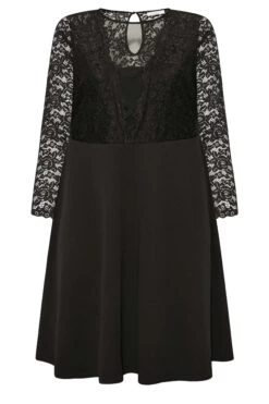 YOURS LONDON Curve Black Lace Plunge Skater Dress -JOICY Clothing Shop edf9dc3c e8af 44 161905 X