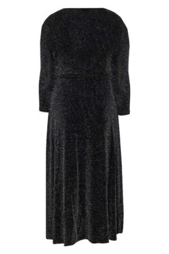 YOURS LONDON Curve Black & Silver Glitter Wrap Dress -JOICY Clothing Shop ee663cba e064 44 161640 Y