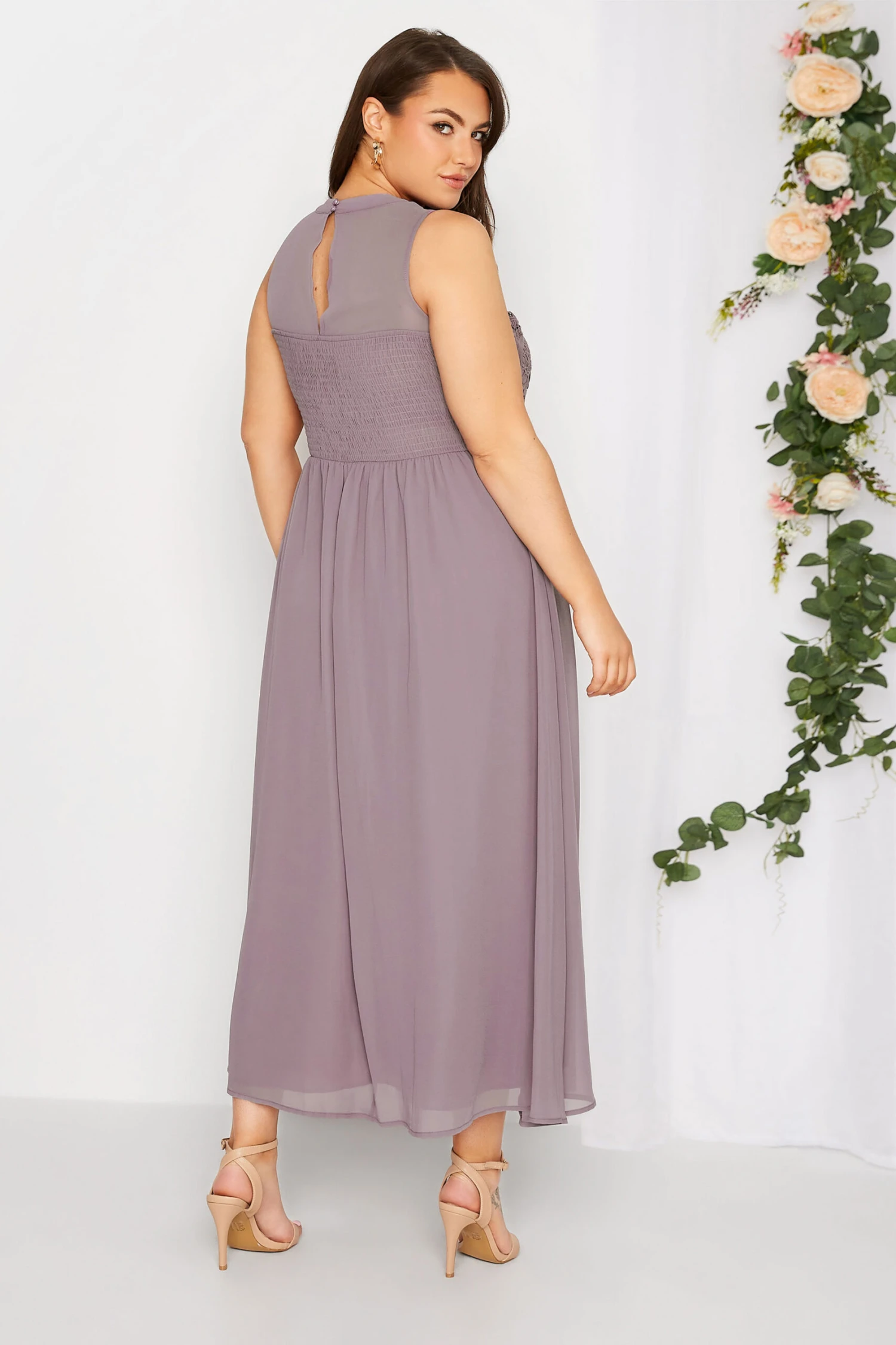 YOURS LONDON Curve Purple Lace Front Chiffon Maxi Dress 2 YOURS LONDON Curve Purple Lace Front Chiffon Maxi Dress - Image 2