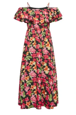 YOURS LONDON Curve Black Floral Bardot Ruffle Maxi Dress -JOICY Clothing Shop f090fa22 07ff 49 161956 X