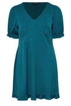 YOURS Curve Teal Blue Ruffle Hem Mini Dress 10 YOURS Curve Teal Blue Ruffle Hem Mini Dress -JOICY Clothing Shop f145eb56 0034 40 174145 X
