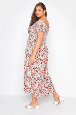 YOURS Curve Red Floral Bardot Maxi Dress -JOICY Clothing Shop f1f62491 45bd 4c 137095 C