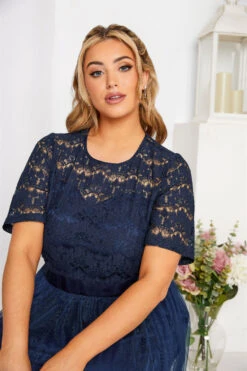 YOURS LONDON Curve Navy Blue Lace Chiffon Maxi Dress -JOICY Clothing Shop f1f8bba6 de96 43 161007 D