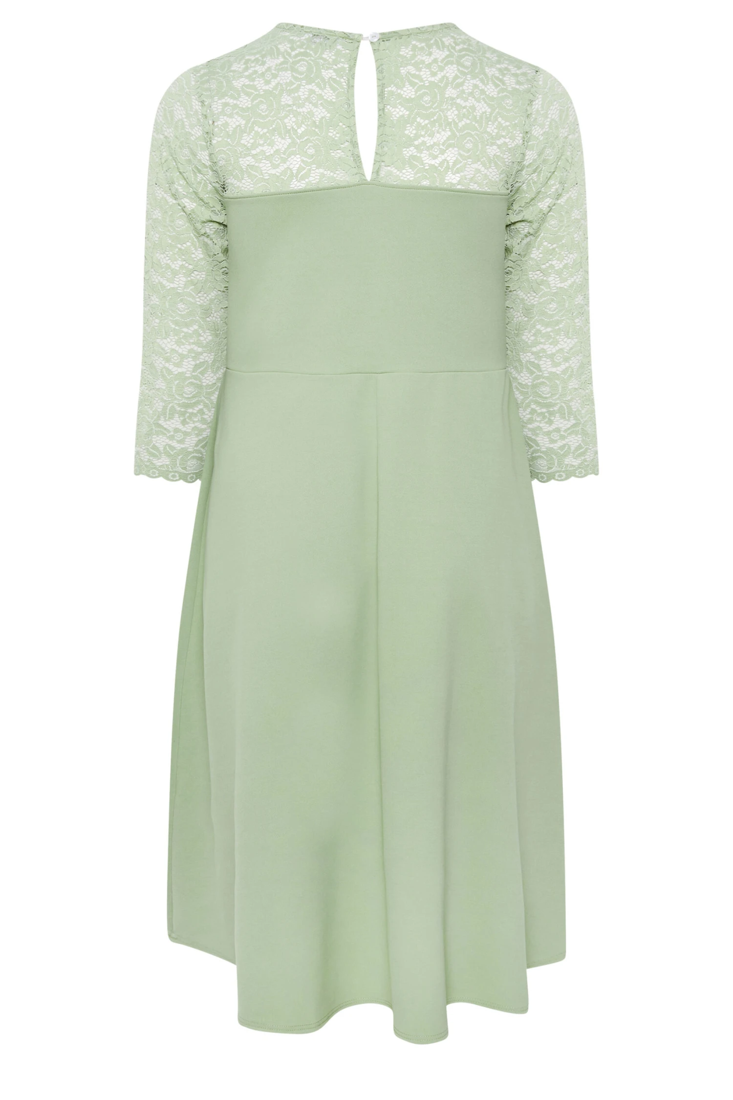 YOURS LONDON Curve Sage Green Lace Sweetheart Midi Dress 6 YOURS LONDON Curve Sage Green Lace Sweetheart Midi Dress - Image 6
