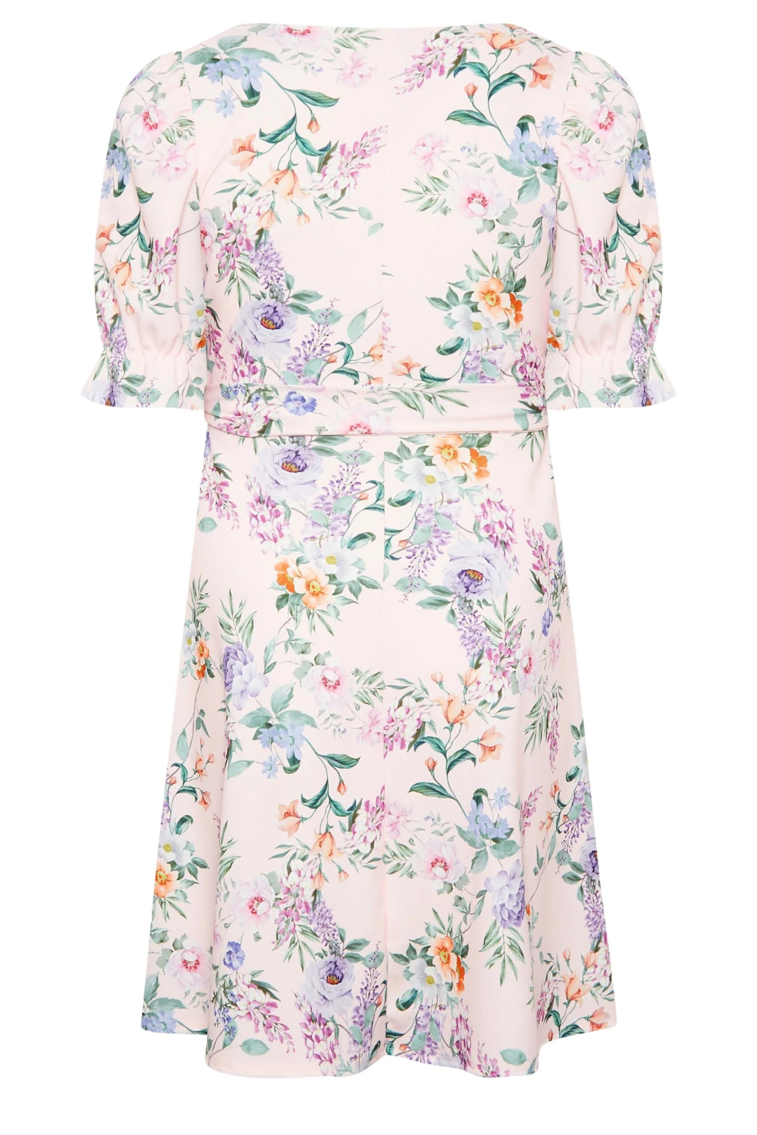 YOURS LONDON Curve Pink Floral Print Puff Sleeve Dress 6 YOURS LONDON Curve Pink Floral Print Puff Sleeve Dress - Image 6