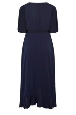YOURS LONDON Curve Navy Blue Short Sleeve Ruffle Wrap Maxi Dress -JOICY Clothing Shop f30e2f72 990f 4d 162143 Y