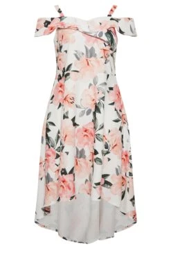 YOURS LONDON Curve White & Pink Floral Bardot Midi Dress -JOICY Clothing Shop f3cb6224 c8ac 4a 162216 X