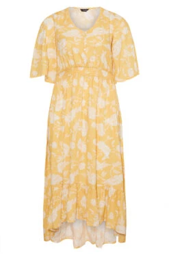 YOURS Curve Yellow Floral Print High Low Midi Dress -JOICY Clothing Shop f4261ed4 4a74 42 137120 X