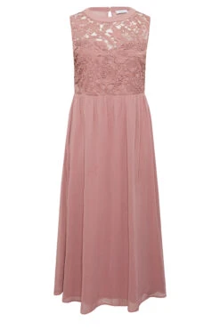 YOURS LONDON Curve Pink Lace Detail Chiffon Maxi Dress -JOICY Clothing Shop f559b689 0693 44 161890 X