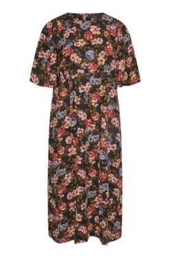 YOURS Curve Black Floral Print Side Split Midi Dress -JOICY Clothing Shop f67f393f 4846 45 173813 X