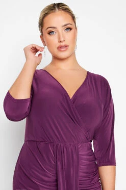 YOURS LONDON Curve Purple Ruffle Wrap Bodycon Dress -JOICY Clothing Shop f7a6c636 aa95 4f 161808 D