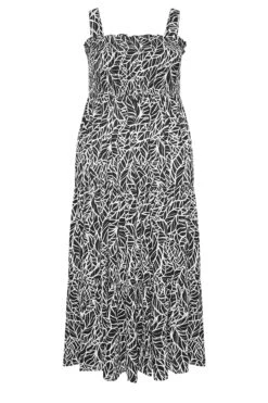 YOURS Curve Black Leaf Print Shirred Maxi Dress -JOICY Clothing Shop f7b6088a 64d3 47 137426 X