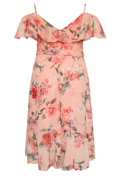 YOURS LONDON Curve Pink Cold Shoulder Floral Wrap Dress -JOICY Clothing Shop ff416e58 fa41 42 162050 Y